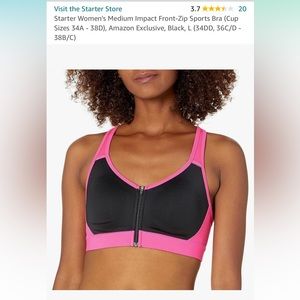 Starter Women's Medium Impact Front-Zip Sports Bra
